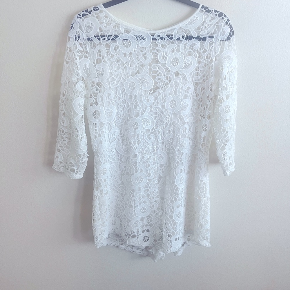 Zara White Playsuit All Lace Size Large